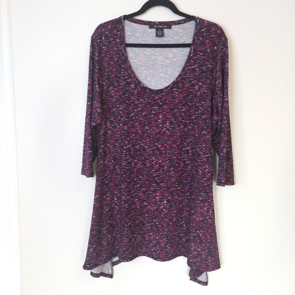 89TH & MADISON‎ Asymetrical Hem Purple Tunic Top Size 1X